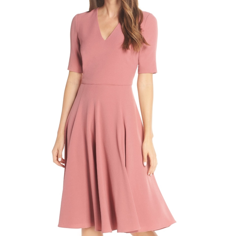 Gal Meets Glam Edith City Crepe Fit Flare Dress